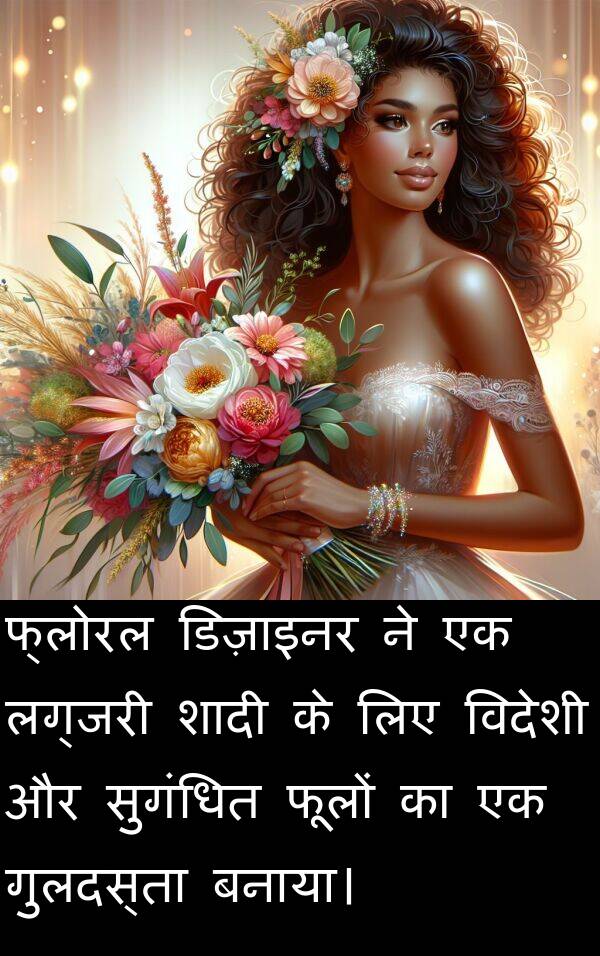 लग्जरी: फ्लोरल डिज़ाइनर ने एक लग्जरी शादी के लिए विदेशी और सुगंधित फूलों का एक गुलदस्ता बनाया।