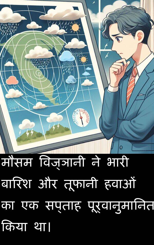 विज्ञानी: मौसम विज्ञानी ने भारी बारिश और तूफानी हवाओं का एक सप्ताह पूर्वानुमानित किया था।