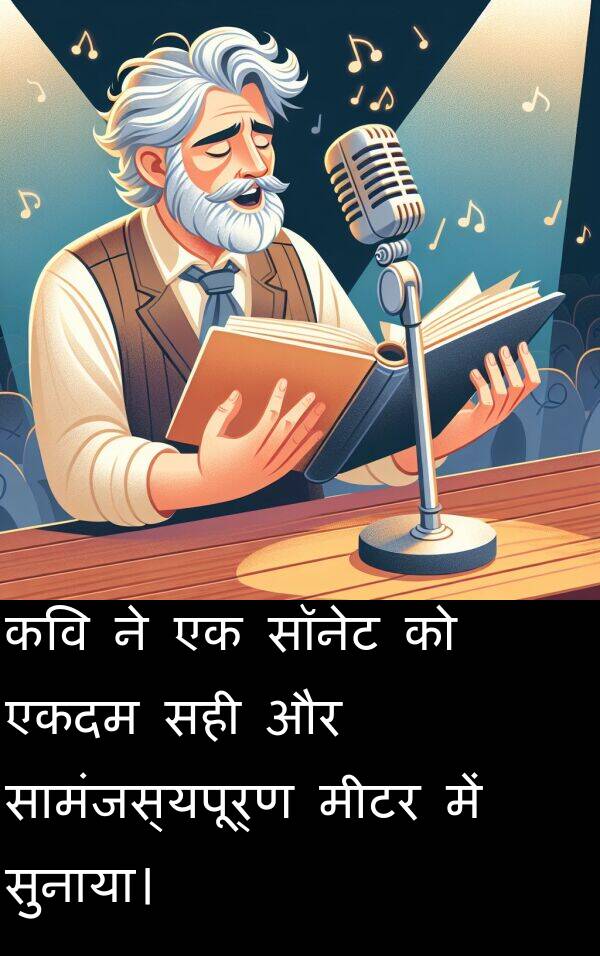 एकदम: कवि ने एक सॉनेट को एकदम सही और सामंजस्यपूर्ण मीटर में सुनाया।