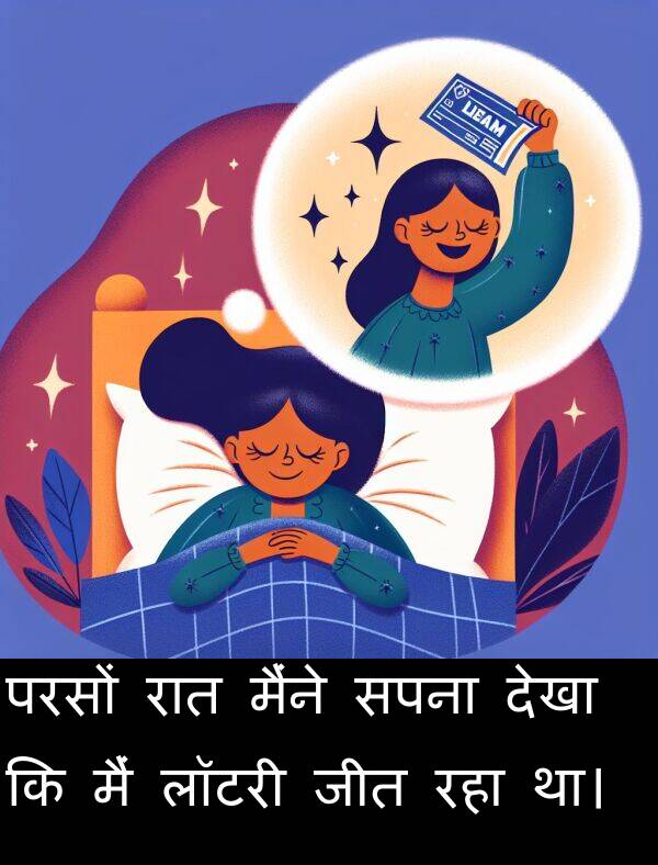लॉटरी: परसों रात मैंने सपना देखा कि मैं लॉटरी जीत रहा था।