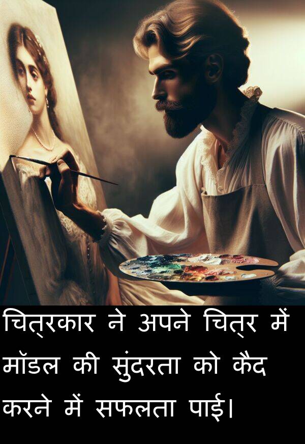 पाई।: चित्रकार ने अपने चित्र में मॉडल की सुंदरता को कैद करने में सफलता पाई।