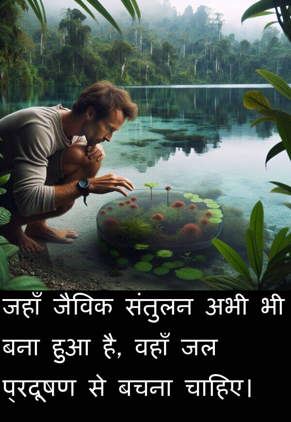 बचना: जहाँ जैविक संतुलन अभी भी बना हुआ है, वहाँ जल प्रदूषण से बचना चाहिए।