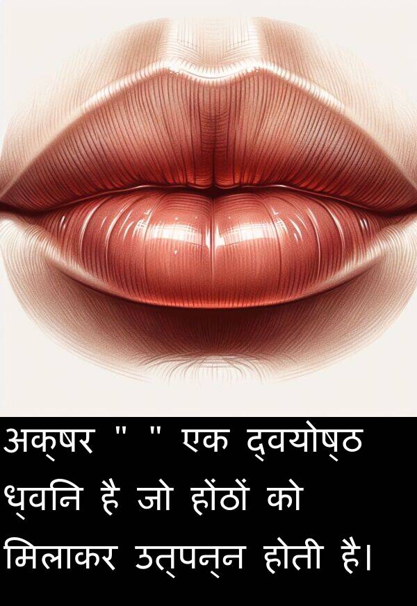 उत्पन्न: अक्षर "b" एक द्वयोष्ठ ध्वनि है जो होंठों को मिलाकर उत्पन्न होती है।