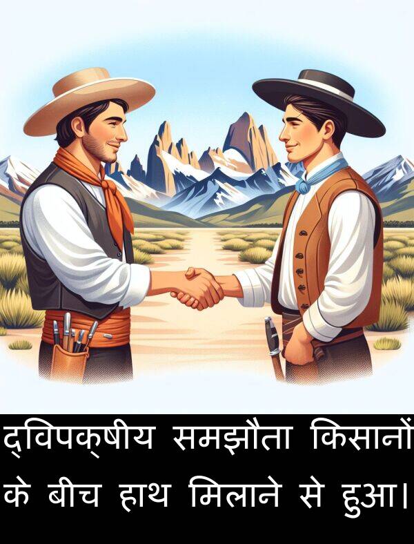 हुआ।: द्विपक्षीय समझौता किसानों के बीच हाथ मिलाने से हुआ।
