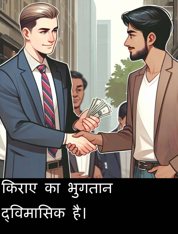 भुगतान: किराए का भुगतान द्विमासिक है।