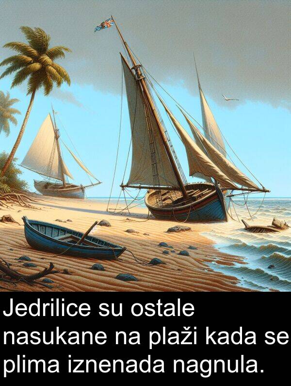 plima: Jedrilice su ostale nasukane na plaži kada se plima iznenada nagnula.