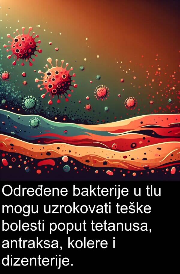 antraksa: Određene bakterije u tlu mogu uzrokovati teške bolesti poput tetanusa, antraksa, kolere i dizenterije.