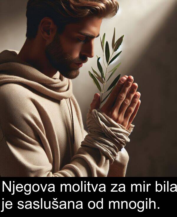 saslušana: Njegova molitva za mir bila je saslušana od mnogih.