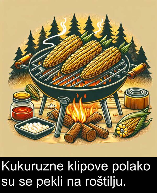 pekli: Kukuruzne klipove polako su se pekli na roštilju.
