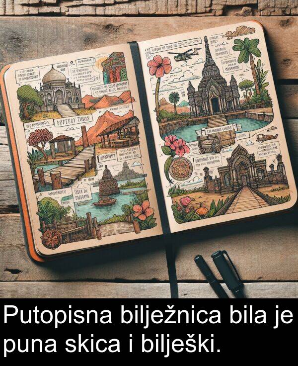 puna: Putopisna bilježnica bila je puna skica i bilješki.