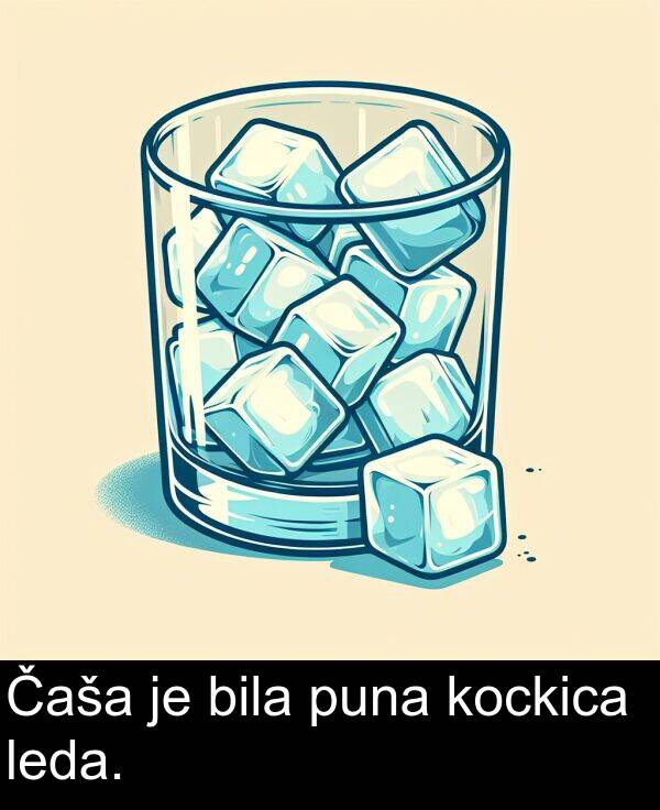 puna: Čaša je bila puna kockica leda.