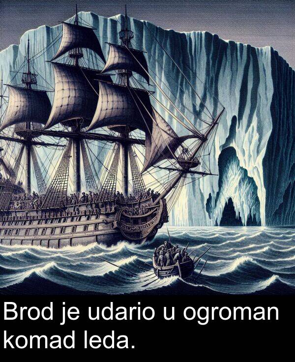 udario: Brod je udario u ogroman komad leda.