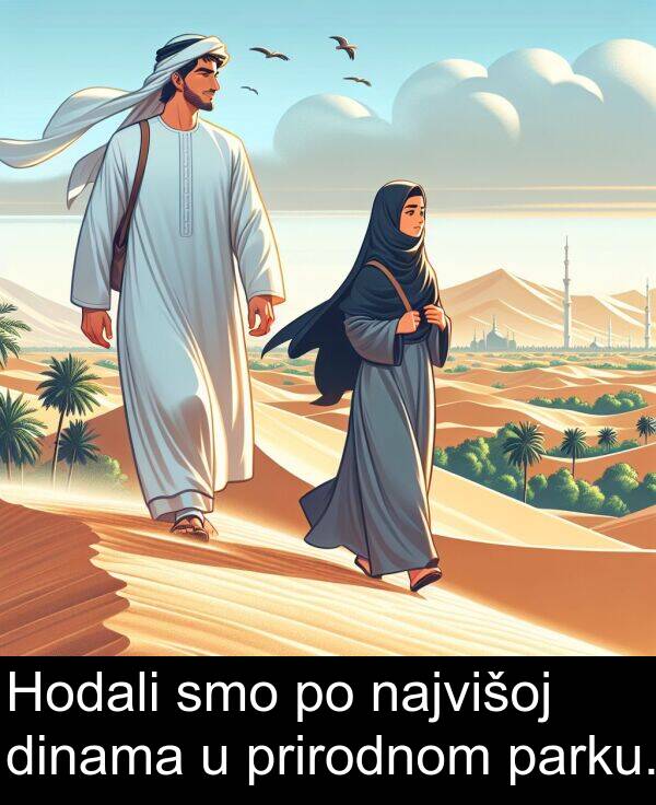 parku: Hodali smo po najvišoj dinama u prirodnom parku.