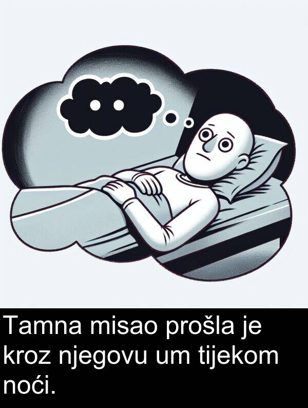 tijekom: Tamna misao prošla je kroz njegovu um tijekom noći.