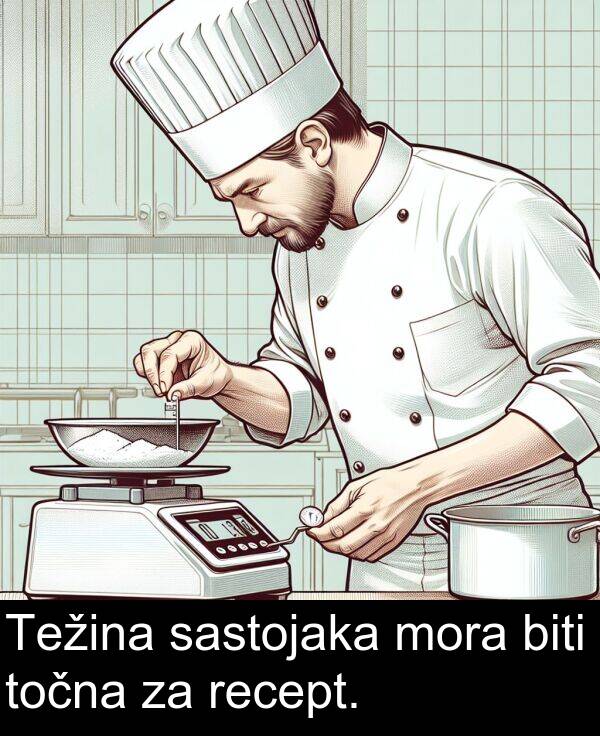 biti: Težina sastojaka mora biti točna za recept.