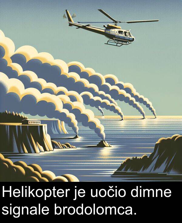 brodolomca: Helikopter je uočio dimne signale brodolomca.
