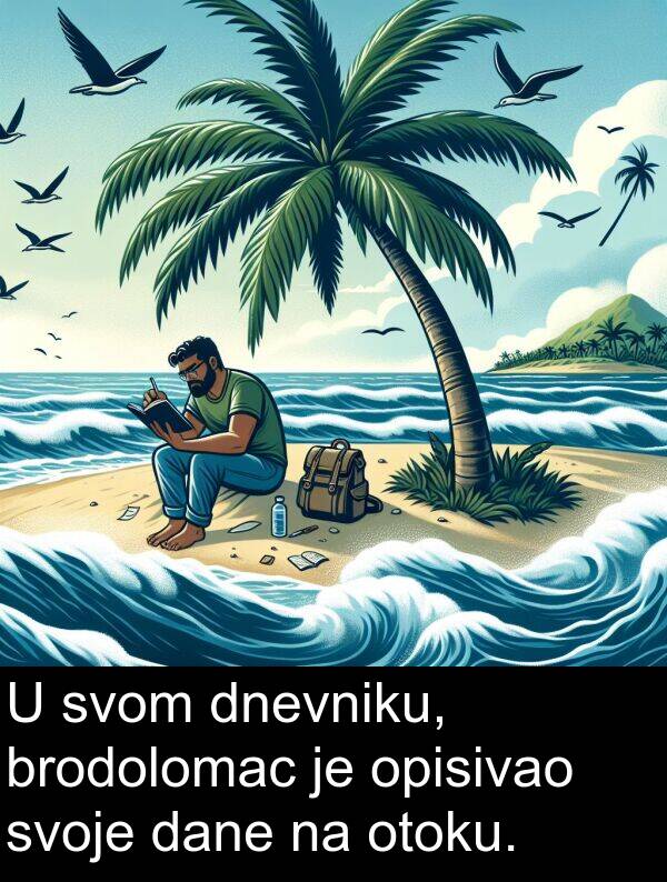 brodolomac: U svom dnevniku, brodolomac je opisivao svoje dane na otoku.