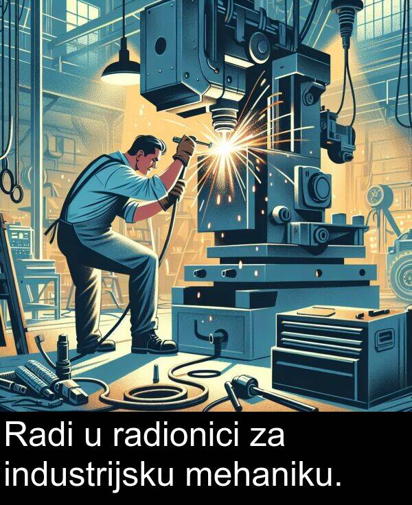 industrijsku: Radi u radionici za industrijsku mehaniku.