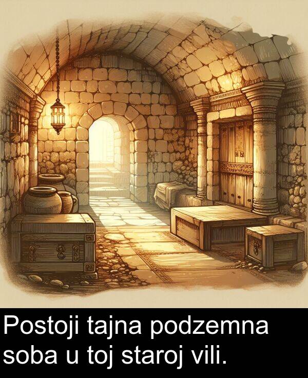 tajna: Postoji tajna podzemna soba u toj staroj vili.