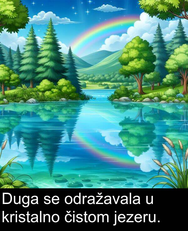 čistom: Duga se odražavala u kristalno čistom jezeru.