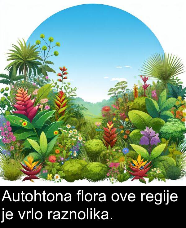 flora: Autohtona flora ove regije je vrlo raznolika.