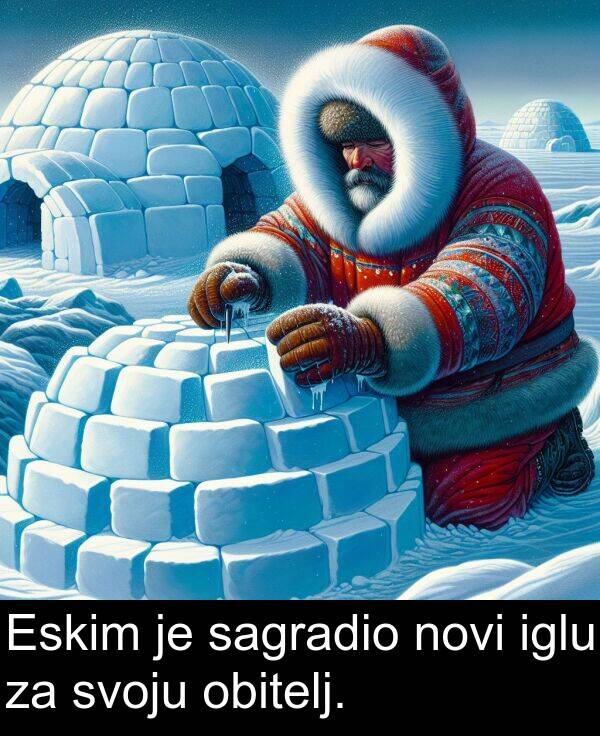 iglu: Eskim je sagradio novi iglu za svoju obitelj.