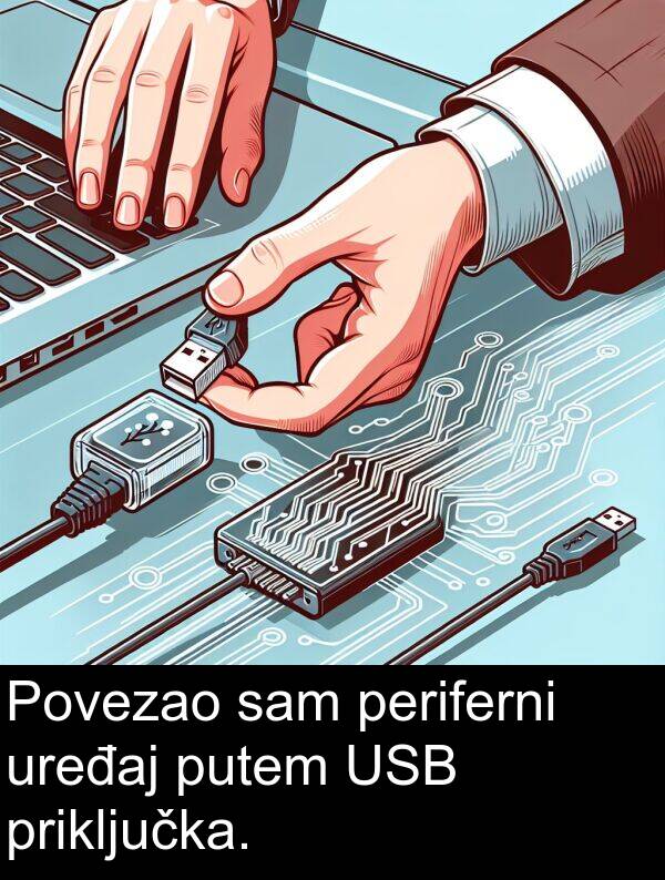 periferni: Povezao sam periferni uređaj putem USB priključka.