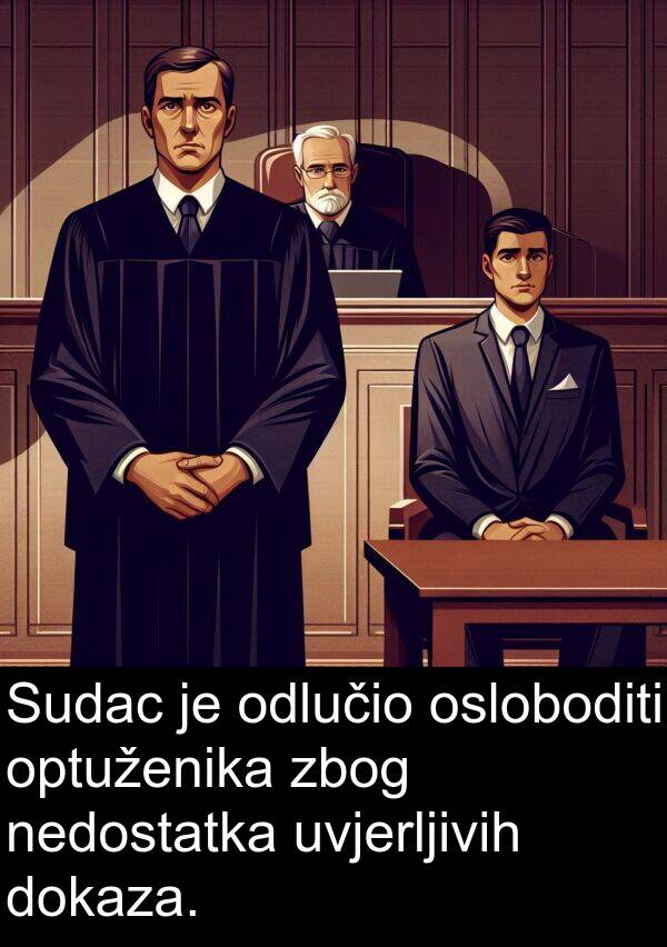 zbog: Sudac je odlučio osloboditi optuženika zbog nedostatka uvjerljivih dokaza.
