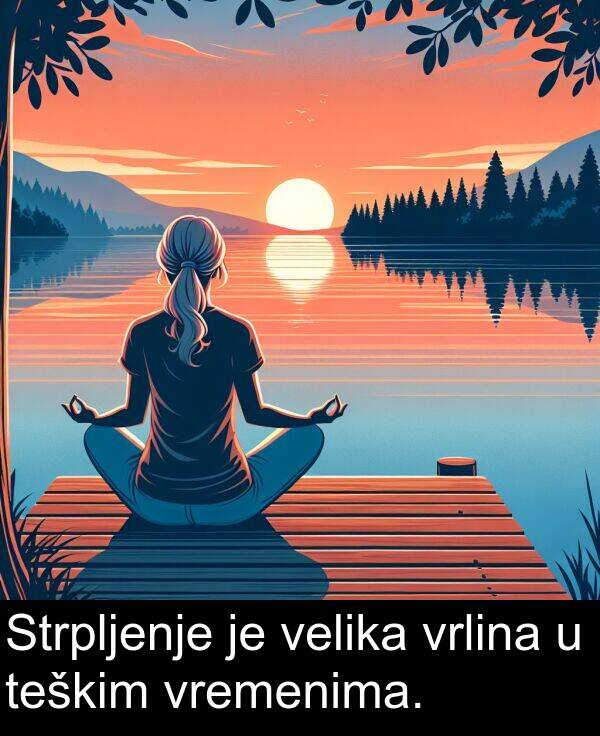 teškim: Strpljenje je velika vrlina u teškim vremenima.