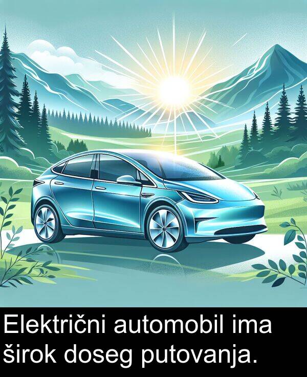 automobil: Električni automobil ima širok doseg putovanja.