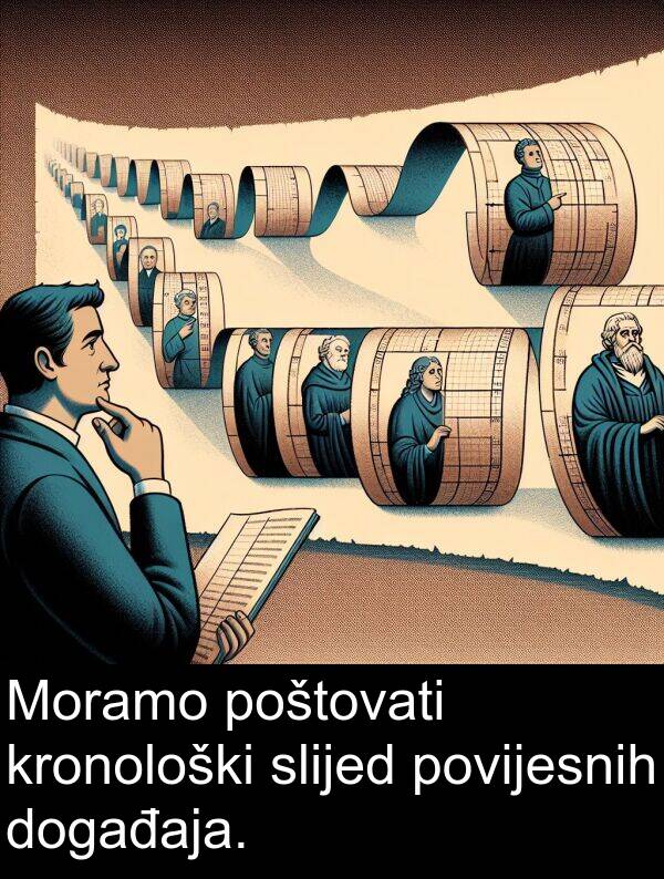događaja: Moramo poštovati kronološki slijed povijesnih događaja.