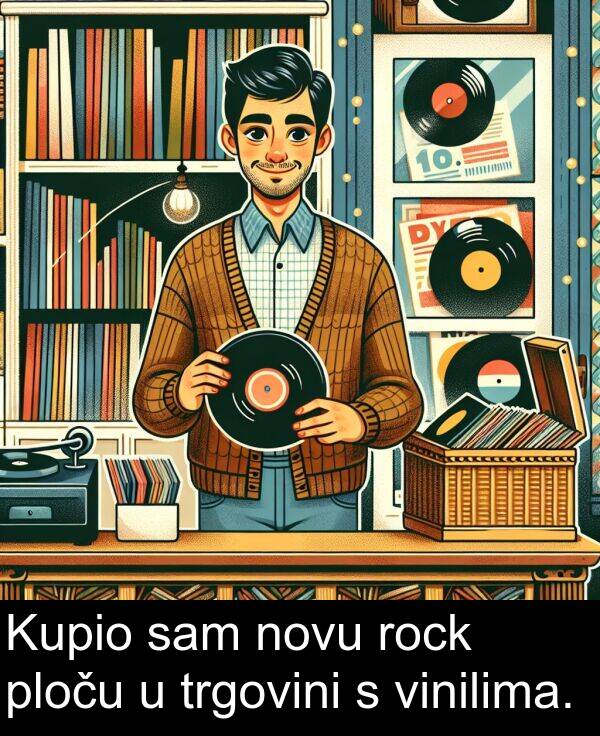 trgovini: Kupio sam novu rock ploču u trgovini s vinilima.