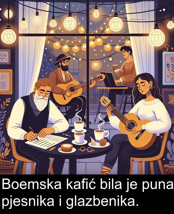 puna: Boemska kafić bila je puna pjesnika i glazbenika.