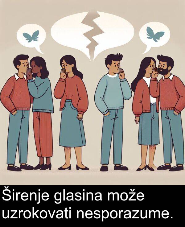 glasina: Širenje glasina može uzrokovati nesporazume.