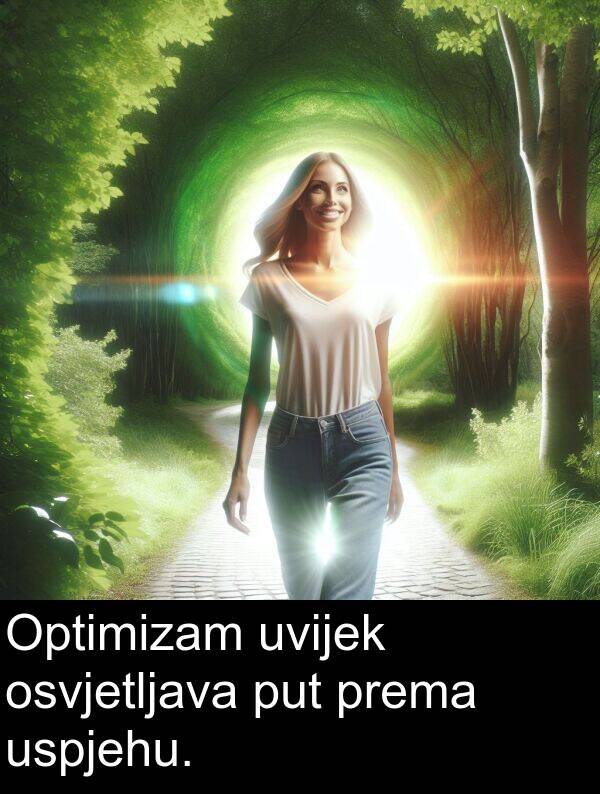 osvjetljava: Optimizam uvijek osvjetljava put prema uspjehu.
