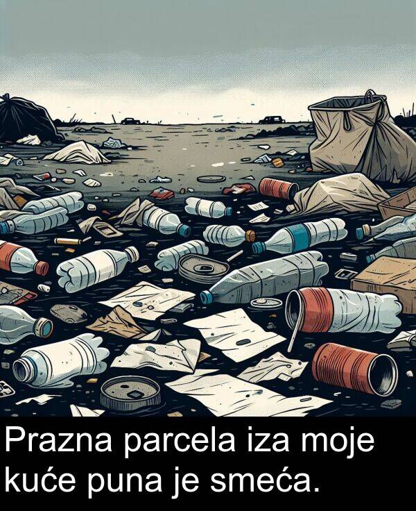 puna: Prazna parcela iza moje kuće puna je smeća.