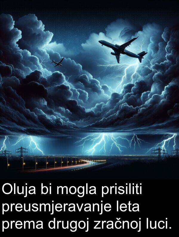drugoj: Oluja bi mogla prisiliti preusmjeravanje leta prema drugoj zračnoj luci.