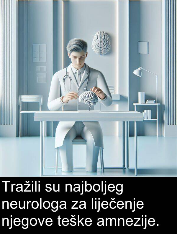 amnezije: Tražili su najboljeg neurologa za liječenje njegove teške amnezije.