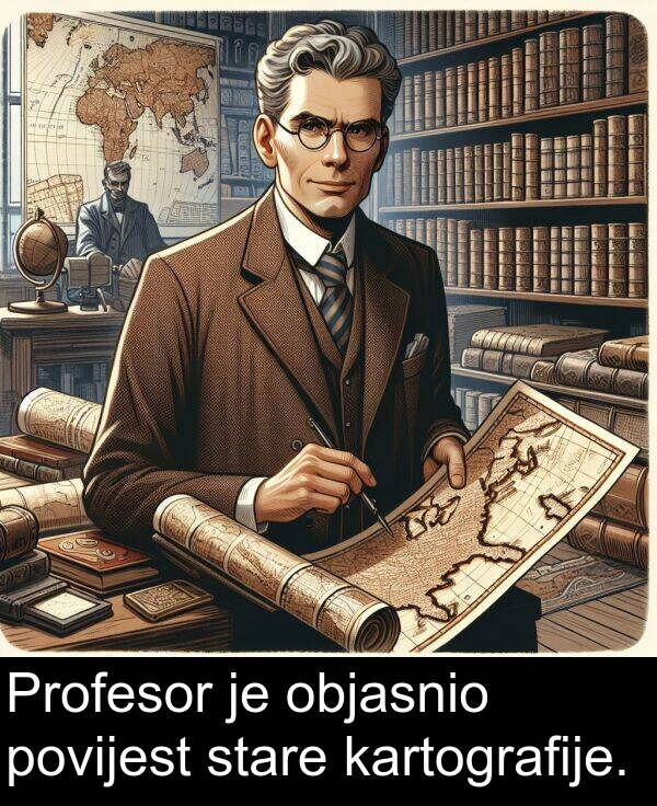 kartografije: Profesor je objasnio povijest stare kartografije.