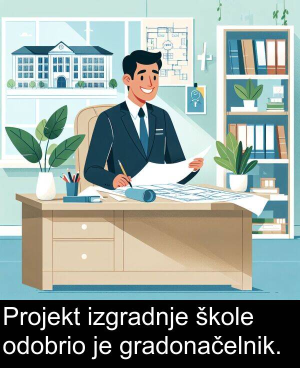 gradonačelnik: Projekt izgradnje škole odobrio je gradonačelnik.