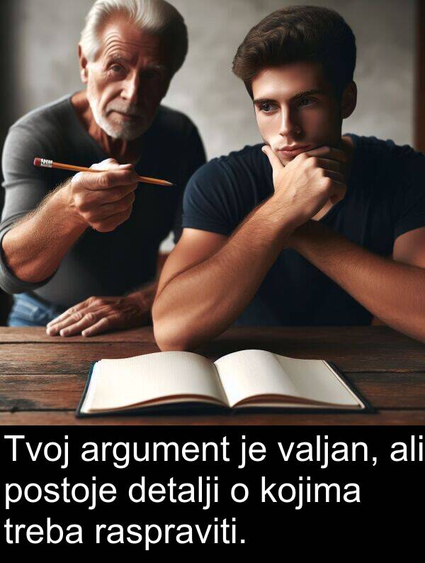 argument: Tvoj argument je valjan, ali postoje detalji o kojima treba raspraviti.