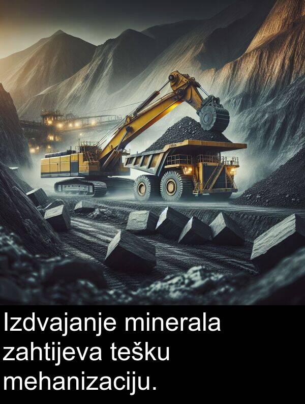mehanizaciju: Izdvajanje minerala zahtijeva tešku mehanizaciju.