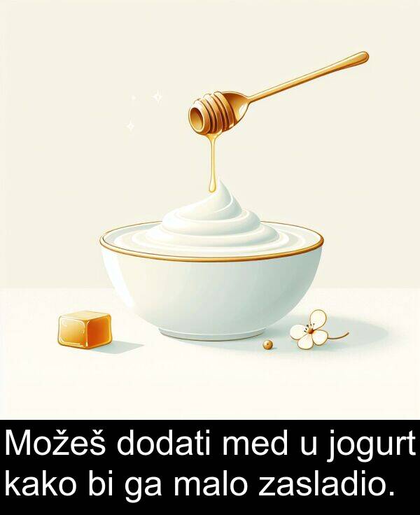 med: Možeš dodati med u jogurt kako bi ga malo zasladio.