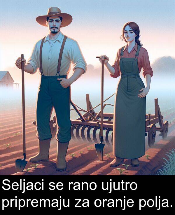 rano: Seljaci se rano ujutro pripremaju za oranje polja.