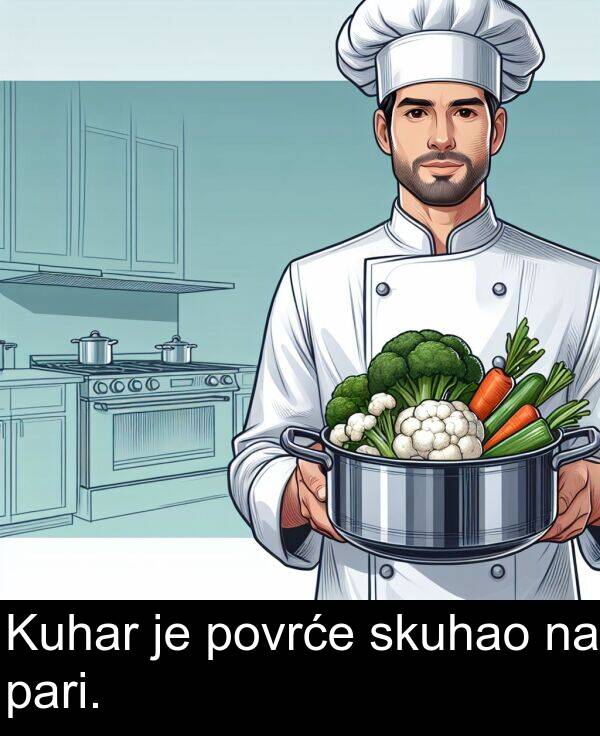 pari: Kuhar je povrće skuhao na pari.