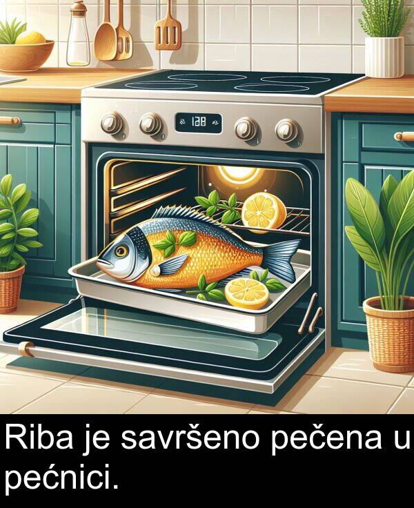 savršeno: Riba je savršeno pečena u pećnici.