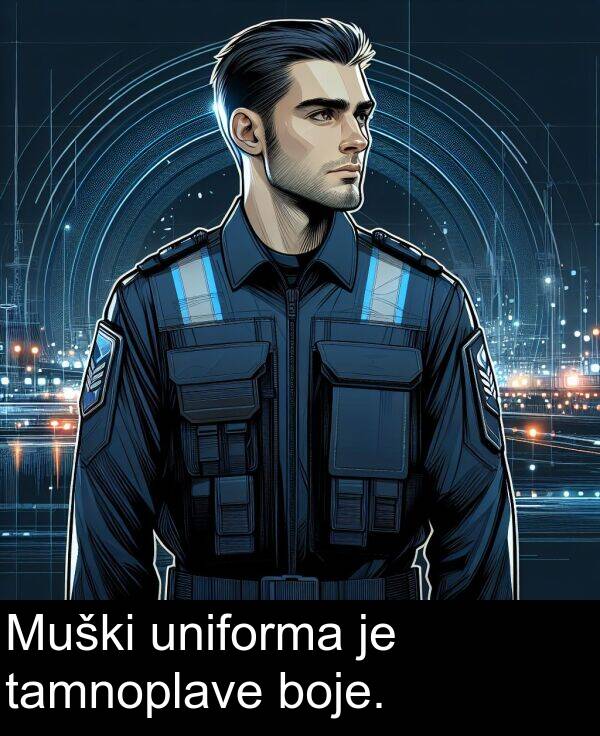 uniforma: Muški uniforma je tamnoplave boje.