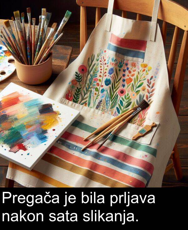 bila: Pregača je bila prljava nakon sata slikanja.