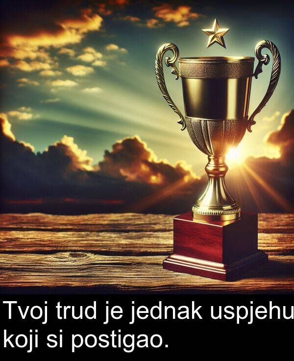 postigao: Tvoj trud je jednak uspjehu koji si postigao.