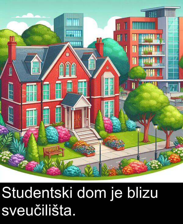 sveučilišta: Studentski dom je blizu sveučilišta.